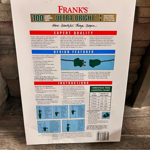 COPY - Vintage FRANKS 100 Ultra Bright Christmas Lights Green New - Picture 10 of 16